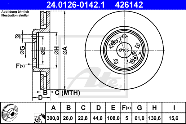 ATE 24.0126-0142.1 Discofreno-Discofreno-Ricambi Euro