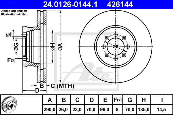 ATE 24.0126-0144.1 Discofreno-Discofreno-Ricambi Euro