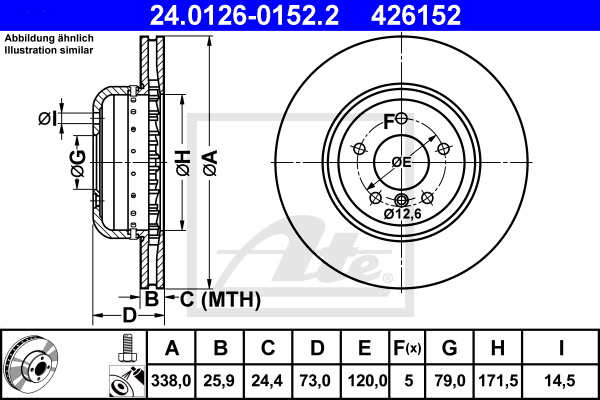 ATE 24.0126-0152.2 Discofreno-Discofreno-Ricambi Euro