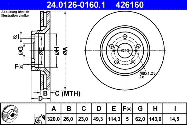 ATE 24.0126-0160.1 Disc frana