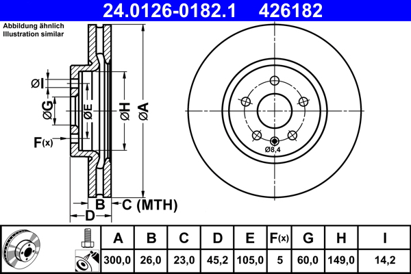 ATE 24.0126-0182.1 Disc frana