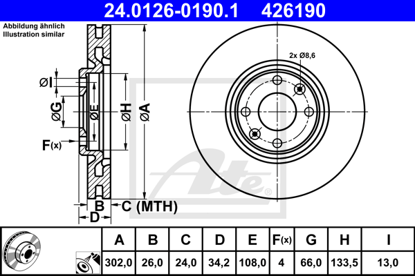 ATE 24.0126-0190.1 Discofreno-Discofreno-Ricambi Euro