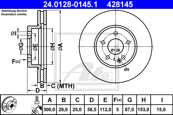 ATE 24.0128-0145.1 Discofreno-Discofreno-Ricambi Euro