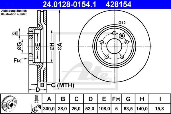 ATE 24.0128-0154.1 Discofreno-Discofreno-Ricambi Euro