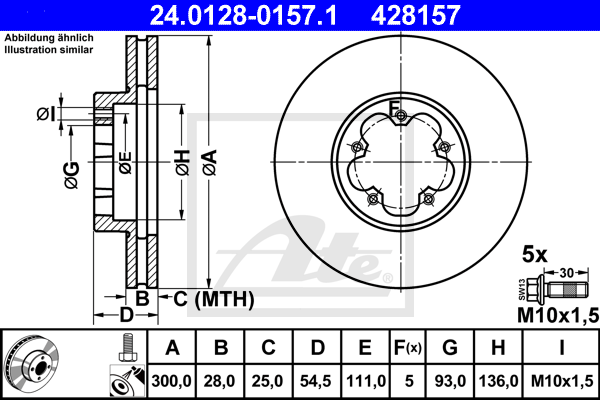 ATE 24.0128-0157.1 Discofreno-Discofreno-Ricambi Euro