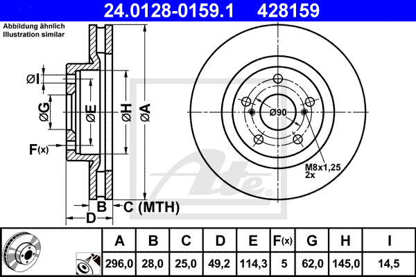 ATE 24.0128-0159.1 Discofreno-Discofreno-Ricambi Euro