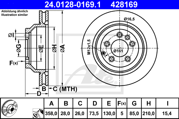 ATE 24.0128-0169.1 Discofreno-Discofreno-Ricambi Euro