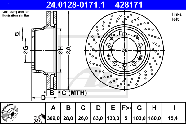 ATE 24.0128-0171.1 Discofreno-Discofreno-Ricambi Euro