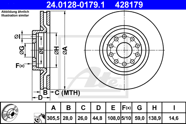 ATE 24.0128-0179.1 Discofreno-Discofreno-Ricambi Euro