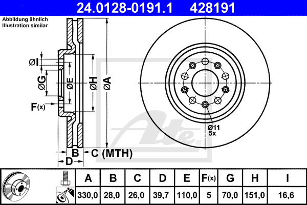 ATE 24.0128-0191.1 Discofreno-Discofreno-Ricambi Euro