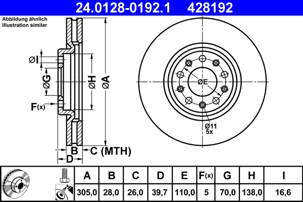 ATE 24.0128-0192.1 Disc frana