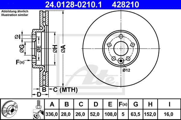 ATE 24.0128-0210.1 Discofreno-Discofreno-Ricambi Euro