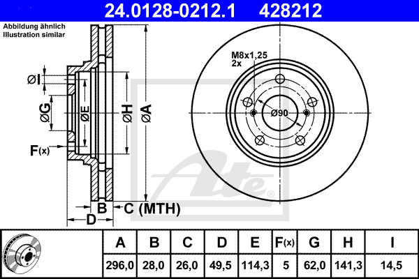 ATE 24.0128-0212.1 Discofreno-Discofreno-Ricambi Euro