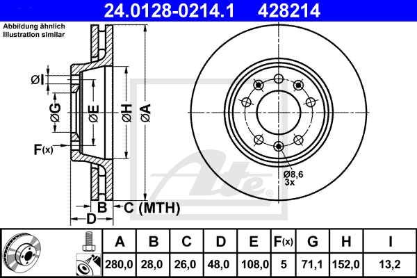 ATE 24.0128-0214.1 Discofreno-Discofreno-Ricambi Euro