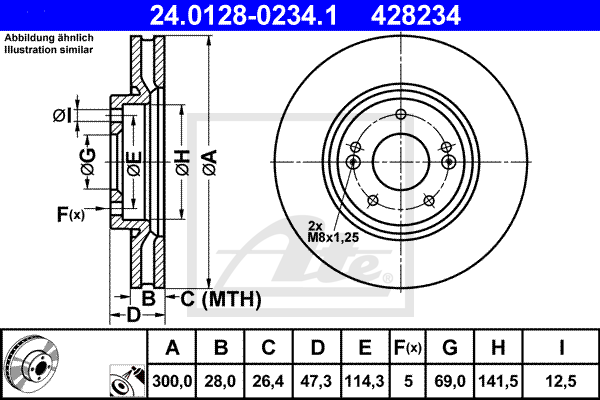 ATE 24.0128-0234.1 Discofreno-Discofreno-Ricambi Euro