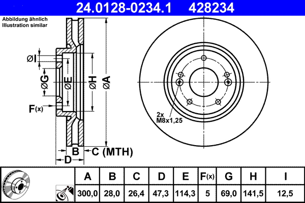 ATE 24.0128-0234.1 Disc frana