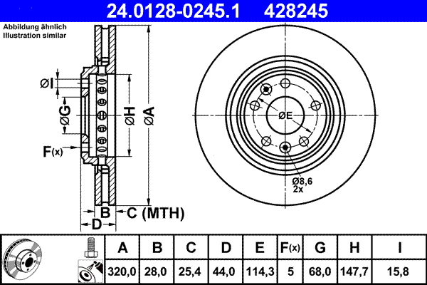 ATE 24.0128-0245.1 Disc frana