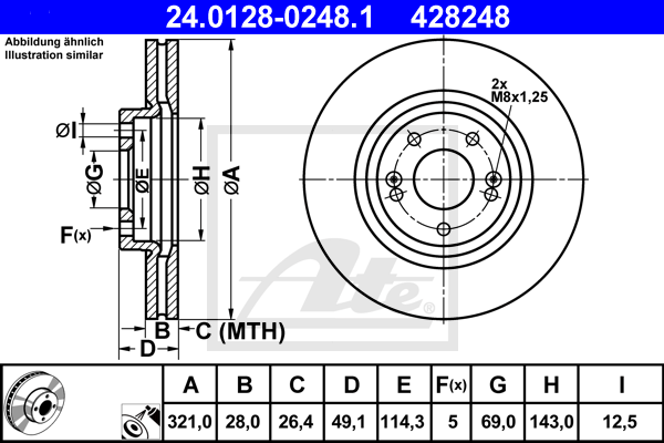 ATE 24.0128-0248.1 Discofreno-Discofreno-Ricambi Euro