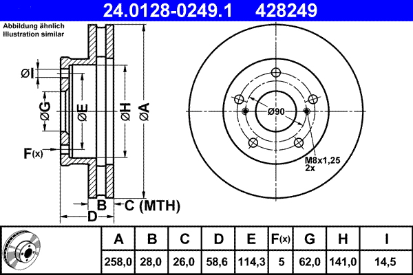 ATE 24.0128-0249.1 Disc frana