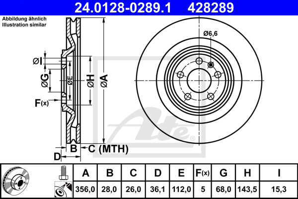 ATE 24.0128-0289.1 Discofreno-Discofreno-Ricambi Euro