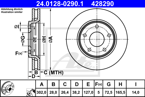 ATE 24.0128-0290.1 Discofreno-Discofreno-Ricambi Euro