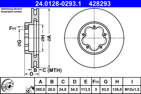 ATE 24.0128-0293.1 Disc frana