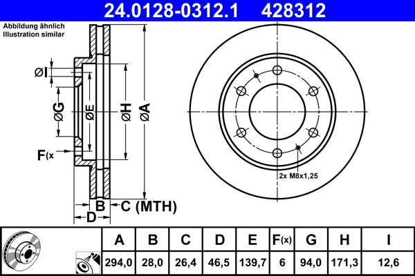 ATE 24.0128-0312.1 Disc frana