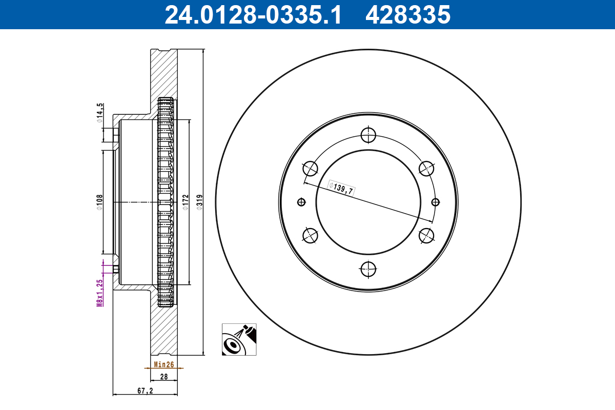 ATE 24.0128-0335.1 Bremsscheibe