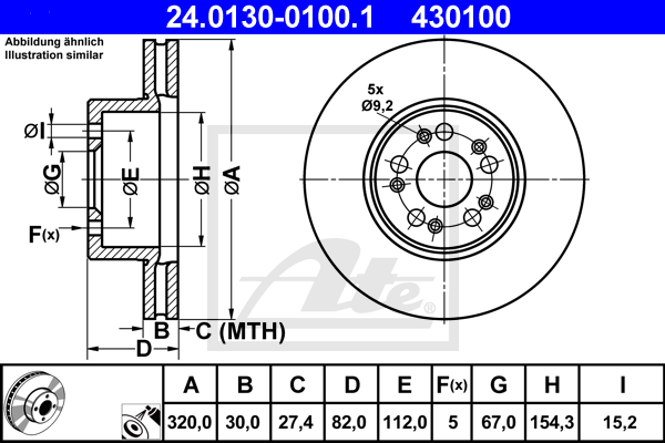 ATE 24.0130-0100.1 Discofreno-Discofreno-Ricambi Euro