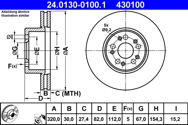 ATE 24.0130-0100.1 Disc frana