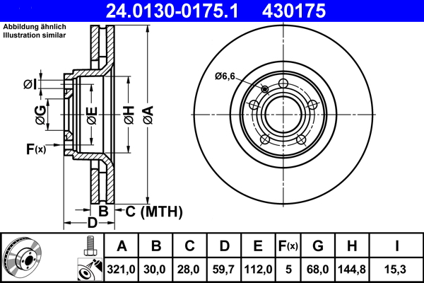 ATE 24.0130-0175.1 Disc frana