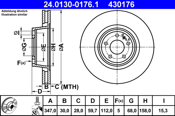 ATE 24.0130-0176.1 Disc frana