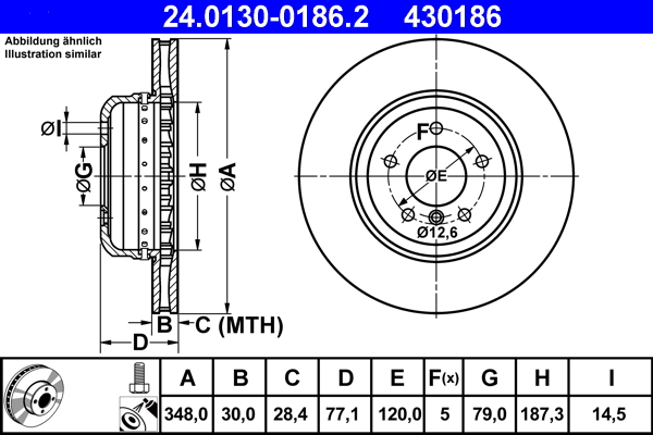 ATE 24.0130-0186.2 Disc frana