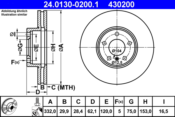 ATE 24.0130-0200.1 Disc frana