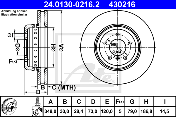 ATE 24.0130-0216.2 Discofreno-Discofreno-Ricambi Euro