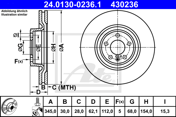 ATE 24.0130-0236.1 Discofreno-Discofreno-Ricambi Euro