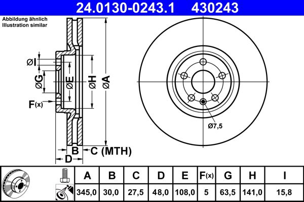 ATE 24.0130-0243.1 Disc frana