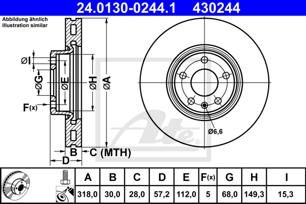 ATE 24.0130-0244.1 Discofreno-Discofreno-Ricambi Euro