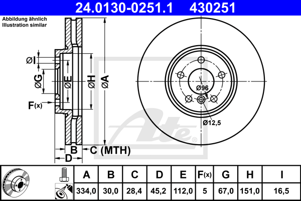 ATE 24.0130-0251.1 Discofreno-Discofreno-Ricambi Euro