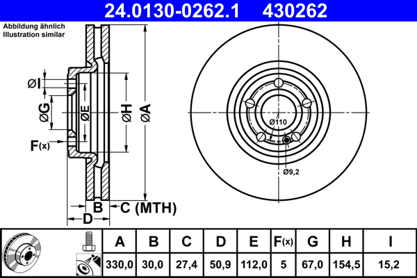 ATE 24.0130-0262.1 Disc frana