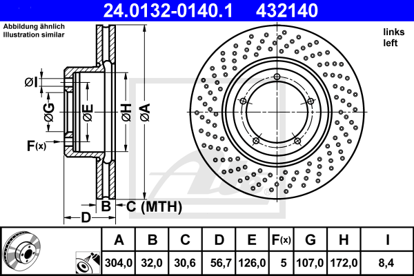 ATE 24.0132-0140.1 Discofreno-Discofreno-Ricambi Euro