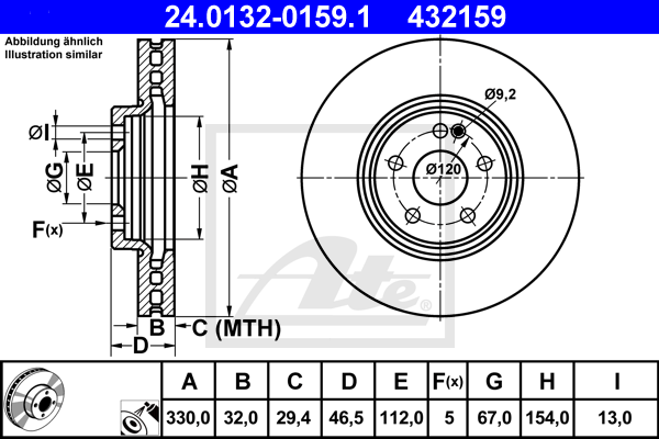 ATE 24.0132-0159.1 Discofreno-Discofreno-Ricambi Euro