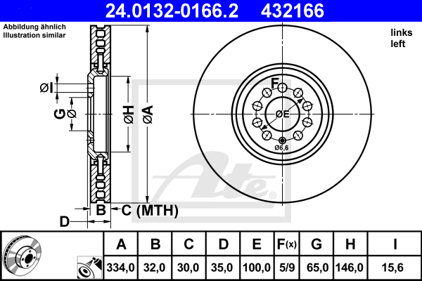 ATE 24.0132-0166.2 Discofreno-Discofreno-Ricambi Euro