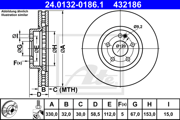 ATE 24.0132-0186.1 Discofreno-Discofreno-Ricambi Euro