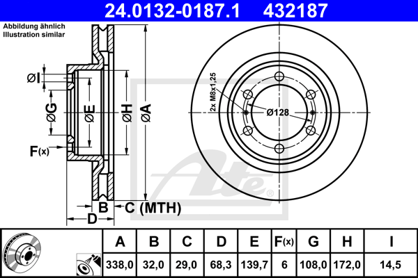 ATE 24.0132-0187.1 Discofreno-Discofreno-Ricambi Euro