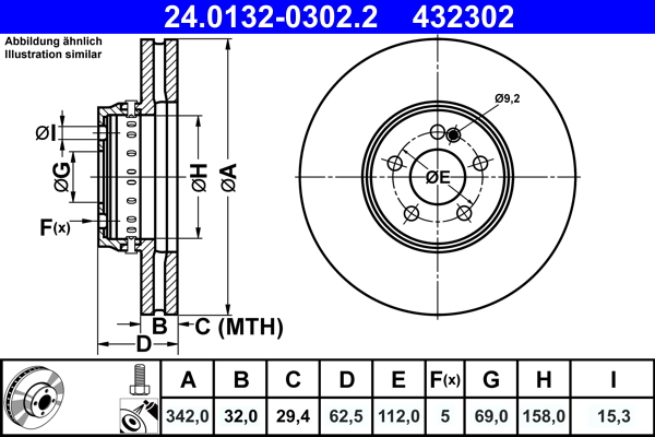 ATE 24.0132-0302.2 Disc frana