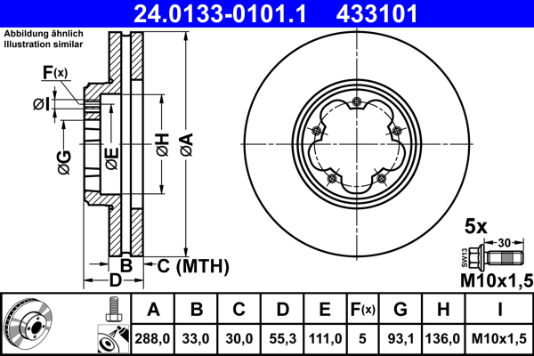 ATE 24.0133-0101.1 Disc frana