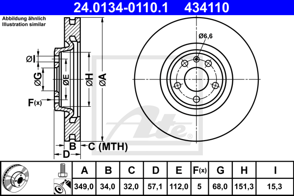 ATE 24.0134-0110.1 Discofreno-Discofreno-Ricambi Euro