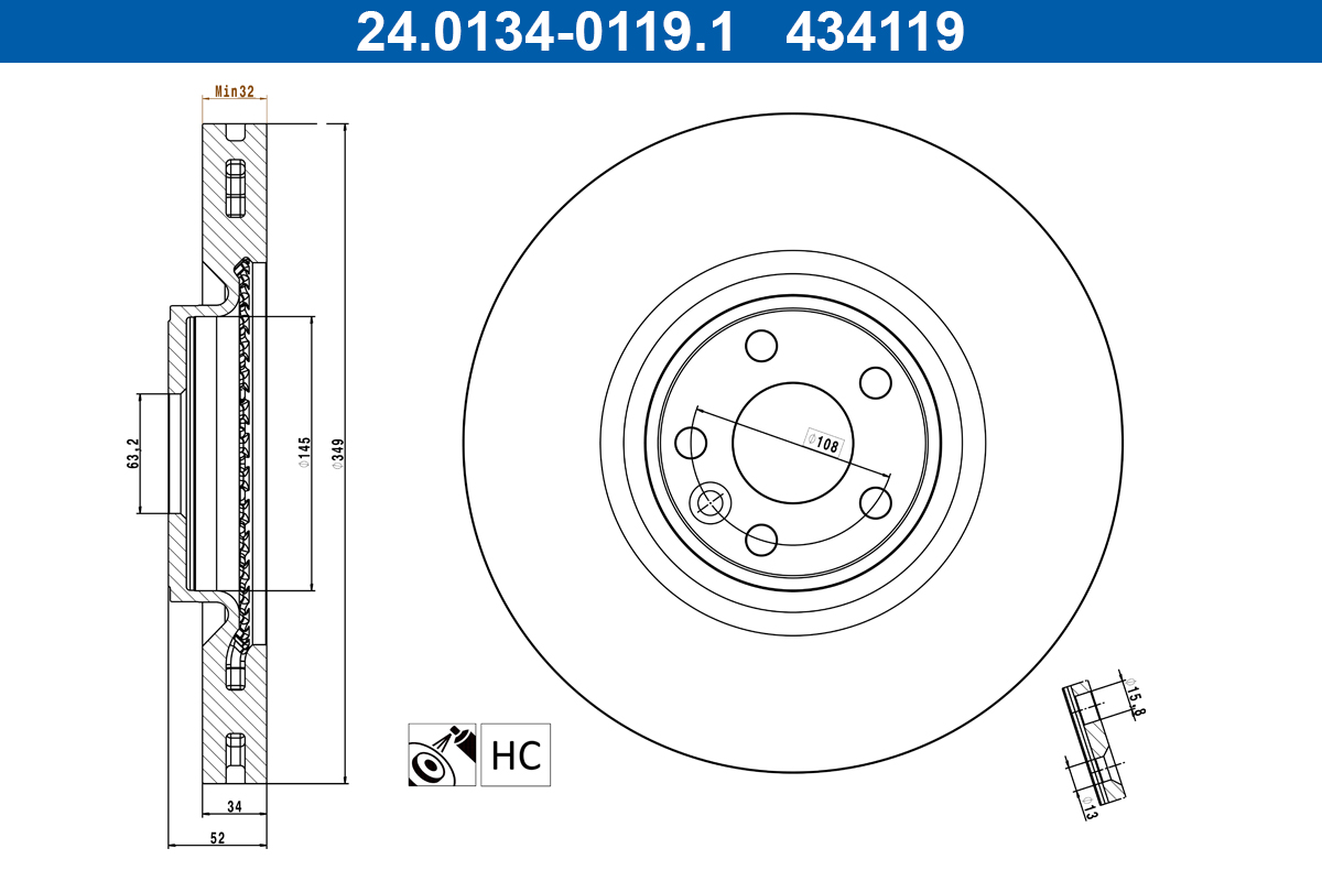 ATE 24.0134-0119.1 Brake...