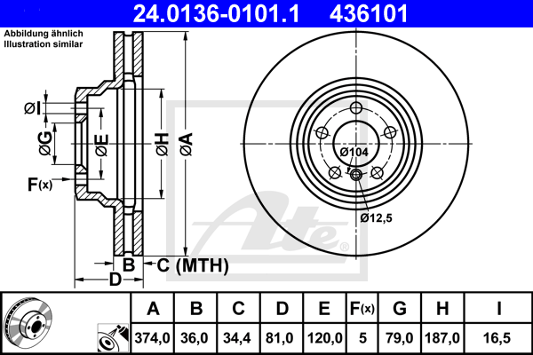 ATE 24.0136-0101.1 Discofreno-Discofreno-Ricambi Euro